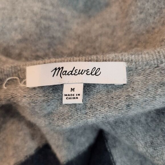 Madewell womens Sz medium blue gray colorblock  wool alpaca blend cardigan - Picture 4 of 7